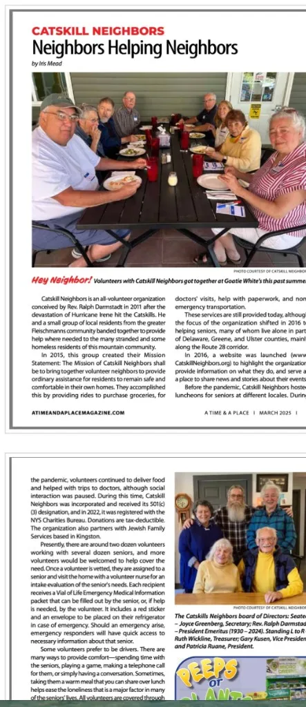 A Time and A Place magazine article about Catskill Neighbors